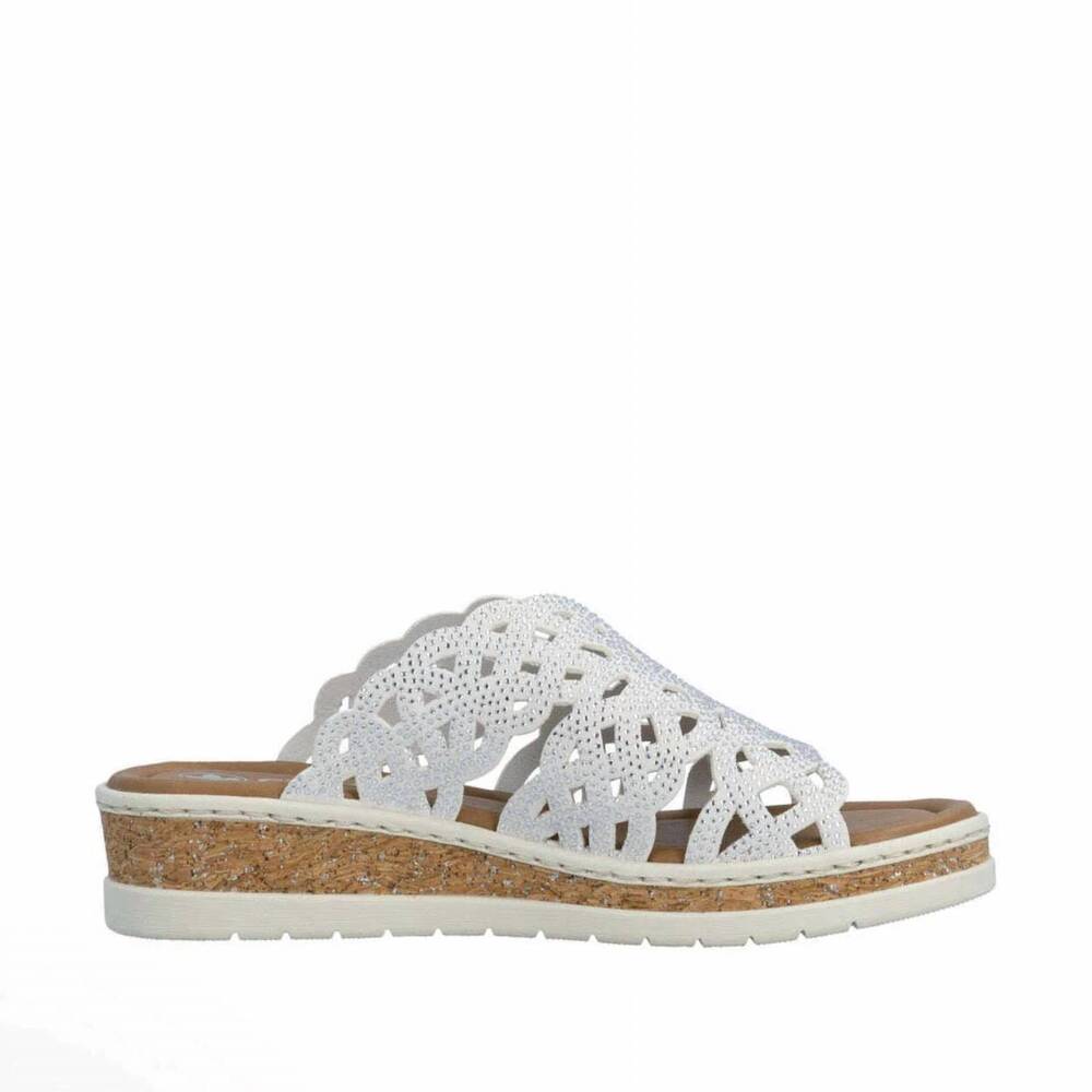 NEW RIEKER women's wedge sandal in white